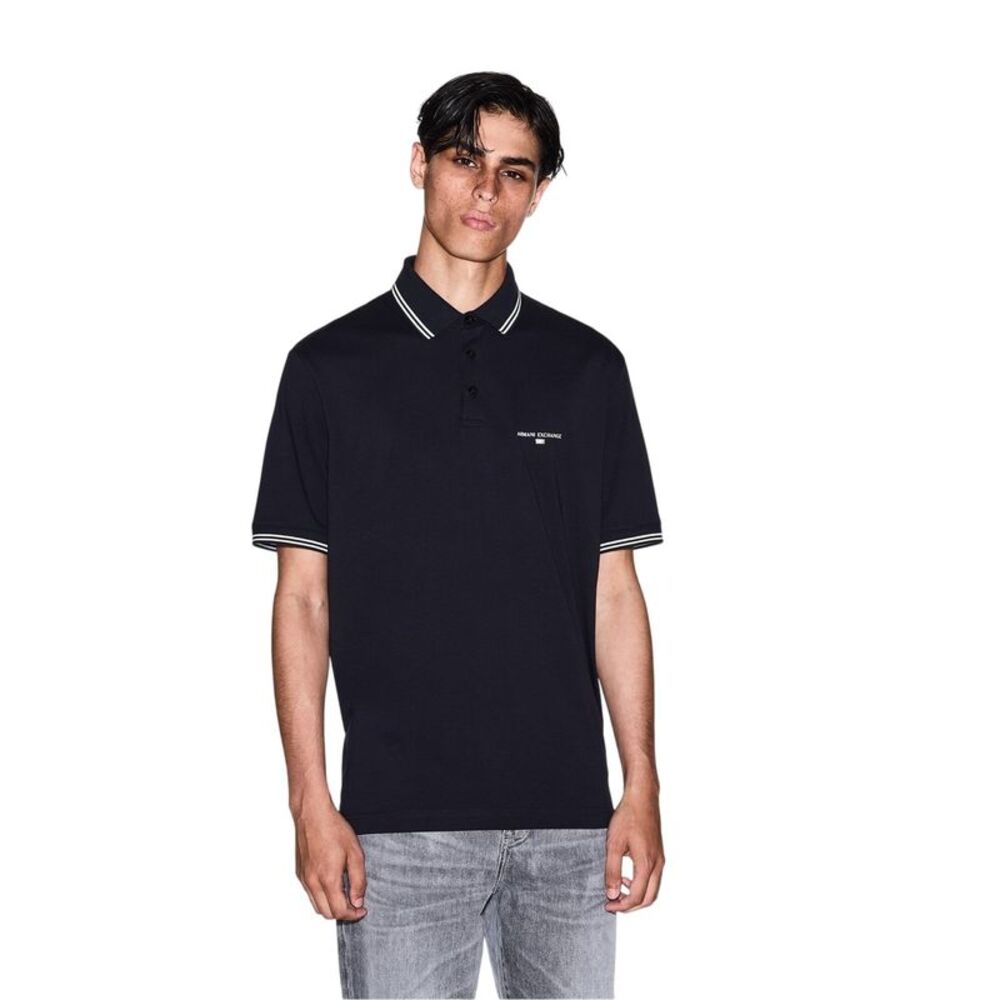 Armani Exchange Mens Embroidered Collared Polo Shirt / Navy
